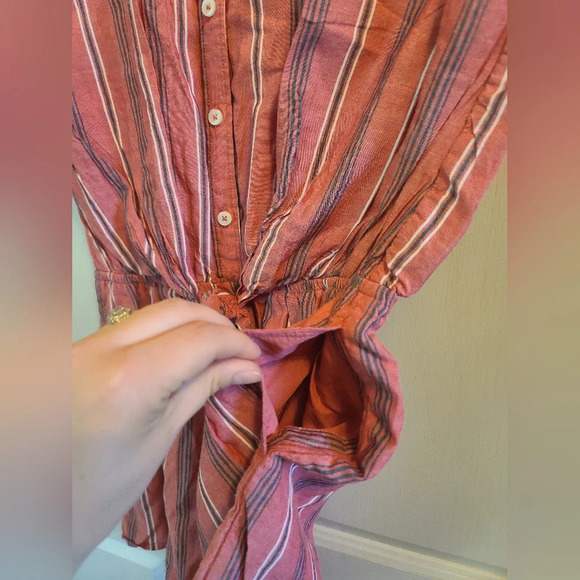 Abercrombie Kids Rusty Pink Striped Shoet Sleeve Romper - Picture 3 of 5